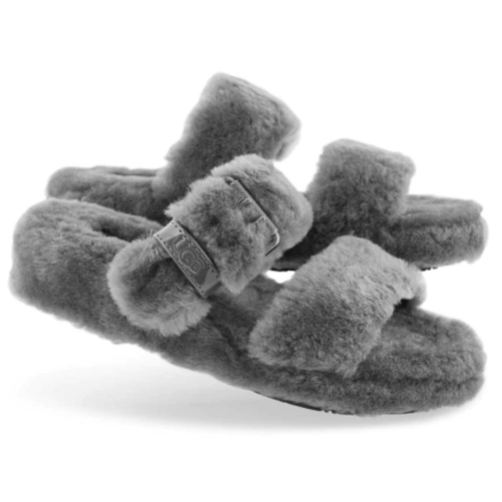 UGG Australia Fuzzy Yeah Grey Buckle slippers
